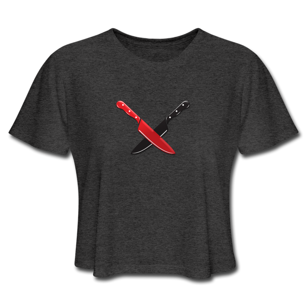 Dual Chef Knives - Frato's - Women's Cropped T-Shirt - deep heather