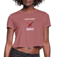 Certified Culinary Badass Dual Chef Knives - Frato's - Women's Cropped T-Shirt - mauve