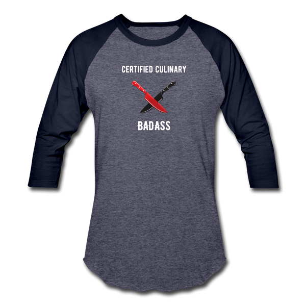 Dual Chef Knives - Certified Culinary Badass - Frato's Apparel - Long-Sleeve T-Shirt - heather blue/navy
